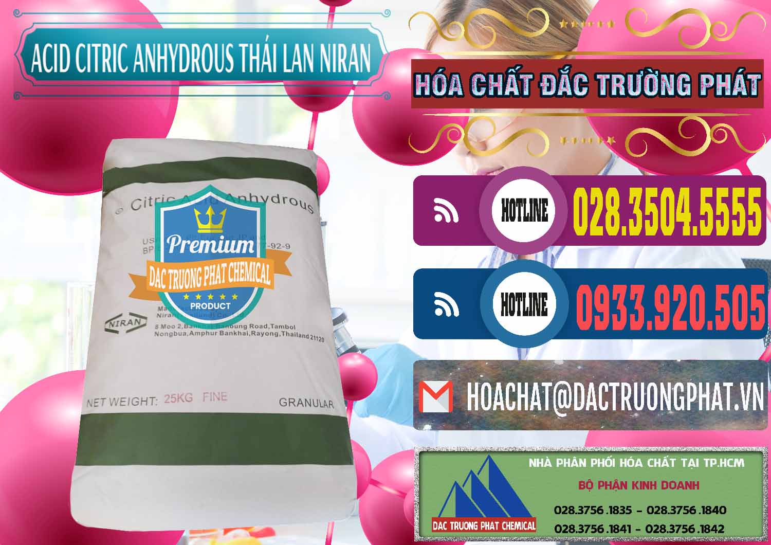 Công ty bán & phân phối Acid Citric - Axit Citric Anhydrous - Thái Lan Niran - 0231 - Công ty nhập khẩu - cung cấp hóa chất tại TP.HCM - muabanhoachat.com.vn