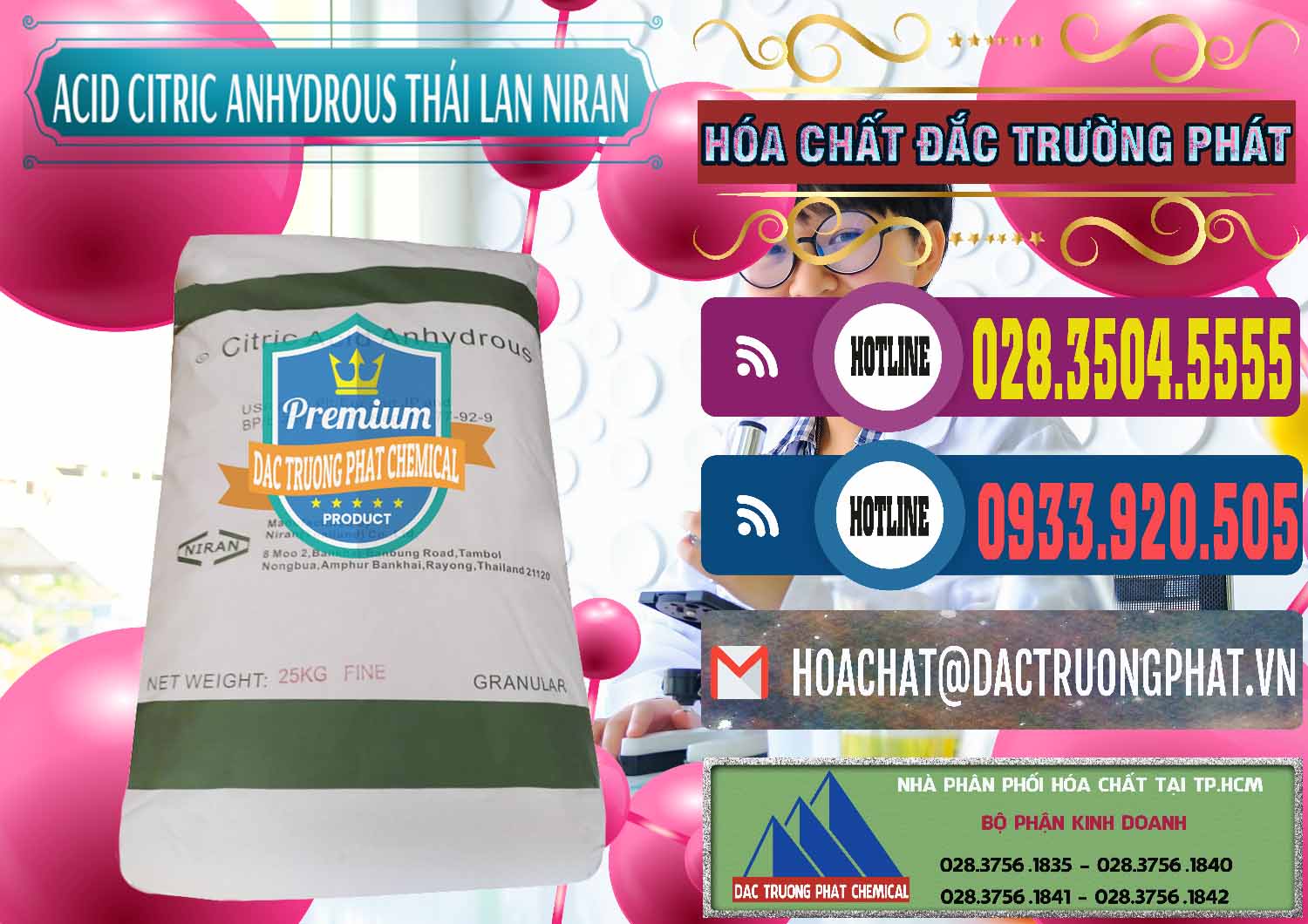Công ty bán ( phân phối ) Acid Citric - Axit Citric Anhydrous - Thái Lan Niran - 0231 - Nơi chuyên cung cấp và nhập khẩu hóa chất tại TP.HCM - muabanhoachat.com.vn
