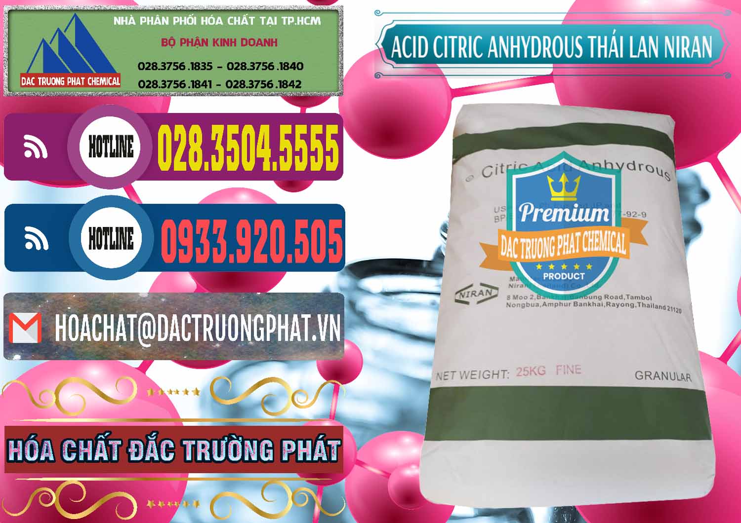 Chuyên kinh doanh & bán Acid Citric - Axit Citric Anhydrous - Thái Lan Niran - 0231 - Cty nhập khẩu _ phân phối hóa chất tại TP.HCM - muabanhoachat.com.vn