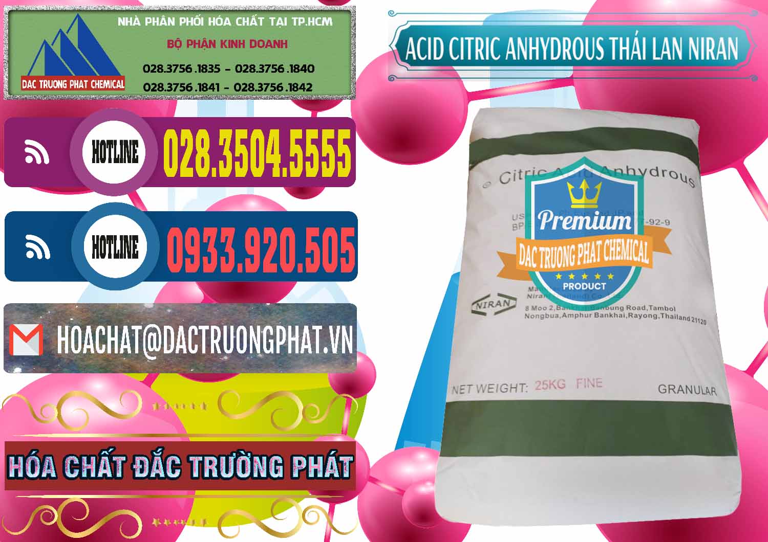 Chuyên bán - cung cấp Acid Citric - Axit Citric Anhydrous - Thái Lan Niran - 0231 - Đơn vị chuyên phân phối và bán hóa chất tại TP.HCM - muabanhoachat.com.vn