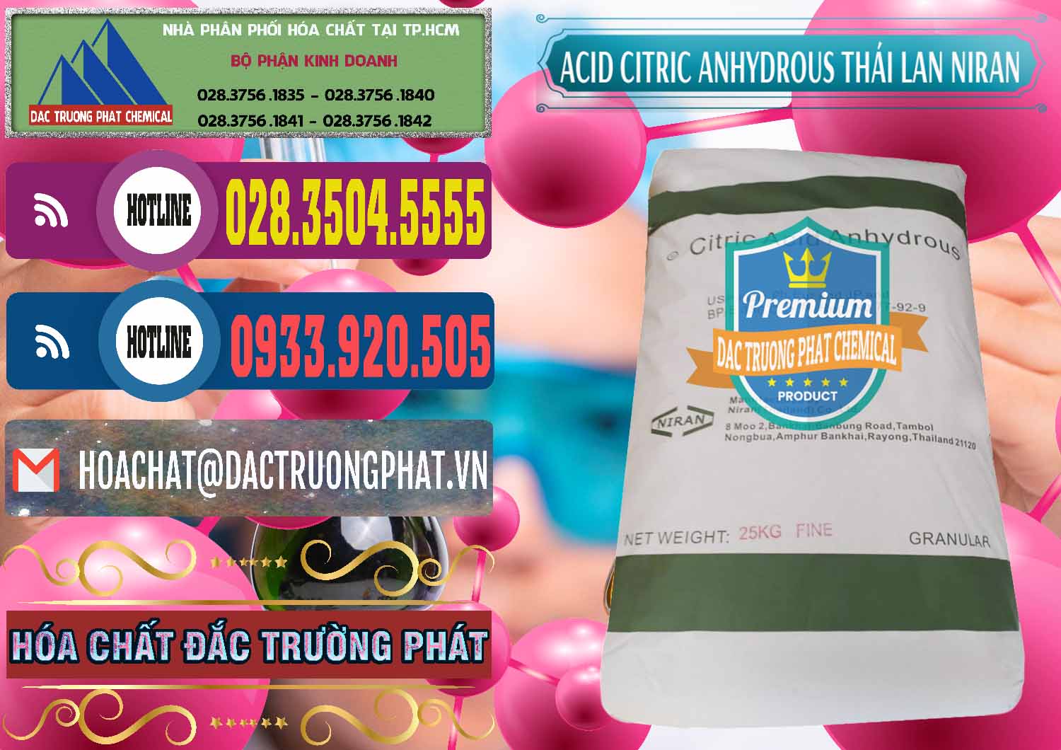 Cty bán ( phân phối ) Acid Citric - Axit Citric Anhydrous - Thái Lan Niran - 0231 - Đơn vị chuyên cung ứng và phân phối hóa chất tại TP.HCM - muabanhoachat.com.vn