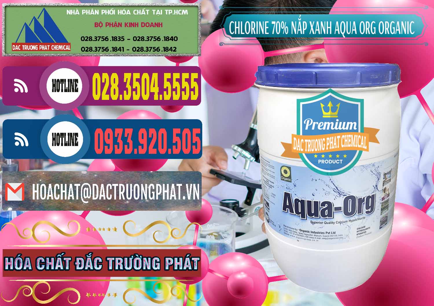 Cty chuyên kinh doanh - bán Chlorine – Clorin 70% Thùng Tròn Nắp Xanh Aqua ORG Organic Ấn Độ India - 0247 - Cty kinh doanh _ cung cấp hóa chất tại TP.HCM - muabanhoachat.com.vn
