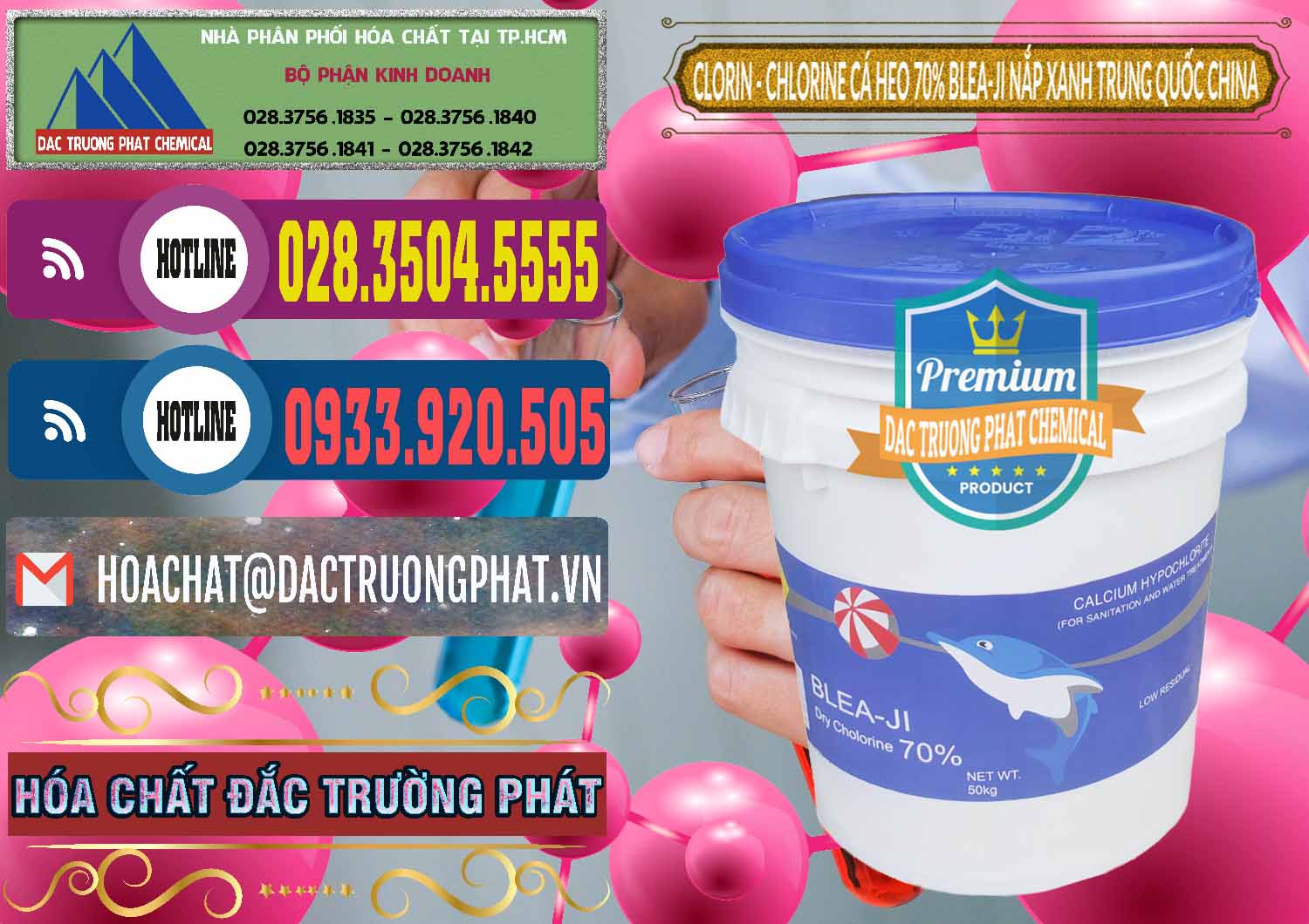 Cty bán & cung cấp Clorin - Chlorine Cá Heo 70% Cá Heo Blea-Ji Thùng Tròn Nắp Xanh Trung Quốc China - 0208 - Đơn vị cung cấp và nhập khẩu hóa chất tại TP.HCM - muabanhoachat.com.vn