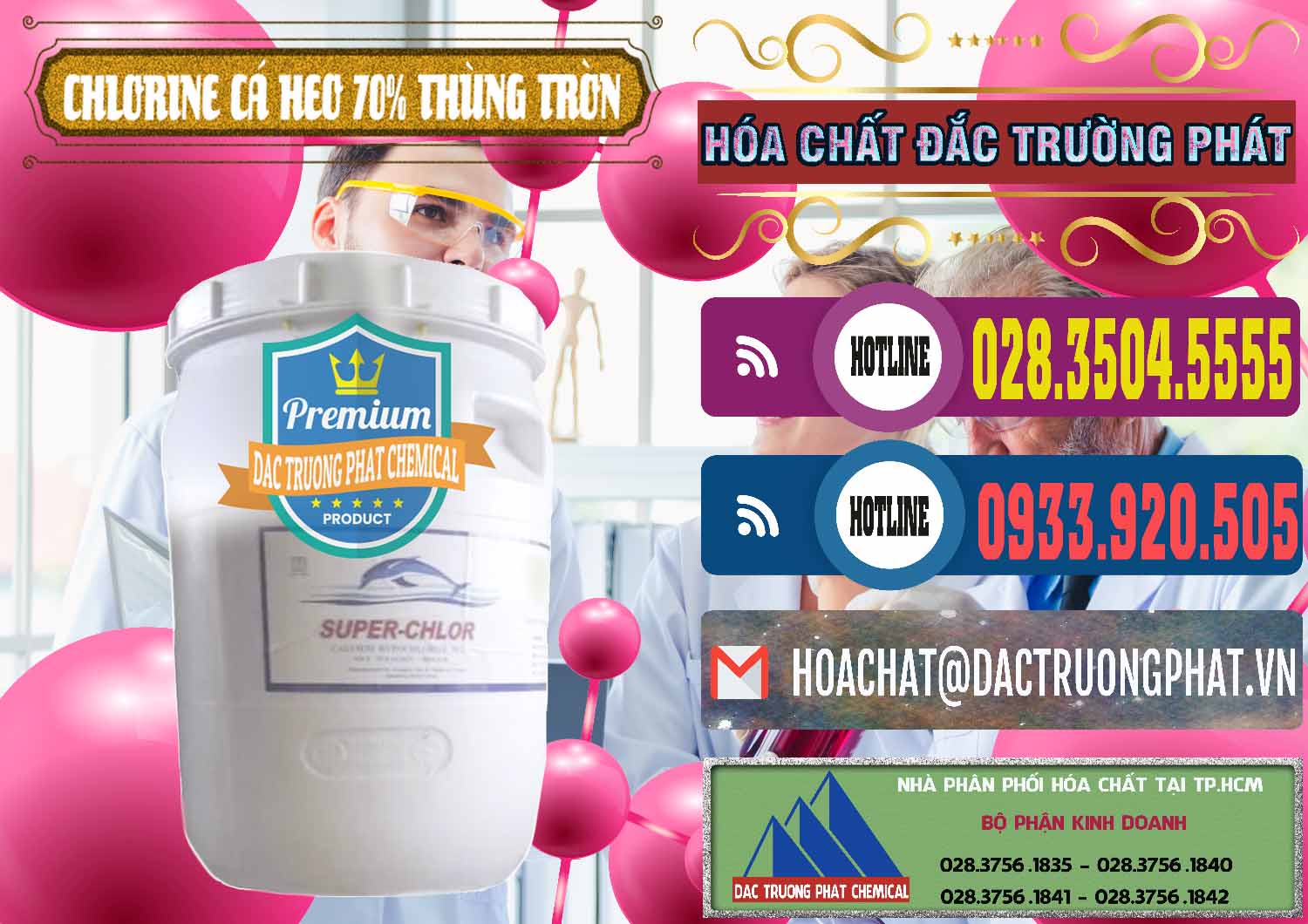 Cty nhập khẩu & bán Clorin - Chlorine Cá Heo 70% Super Chlor Thùng Tròn Nắp Trắng Trung Quốc China - 0239 - Đơn vị chuyên nhập khẩu & cung cấp hóa chất tại TP.HCM - muabanhoachat.com.vn