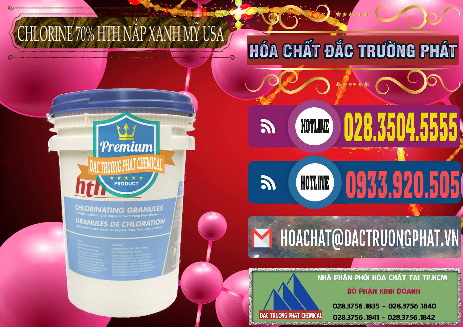 Cty cung cấp & bán Clorin – Chlorine 70% HTH Nắp Xanh Mỹ Usa - 0245 - Đơn vị nhập khẩu _ phân phối hóa chất tại TP.HCM - muabanhoachat.com.vn