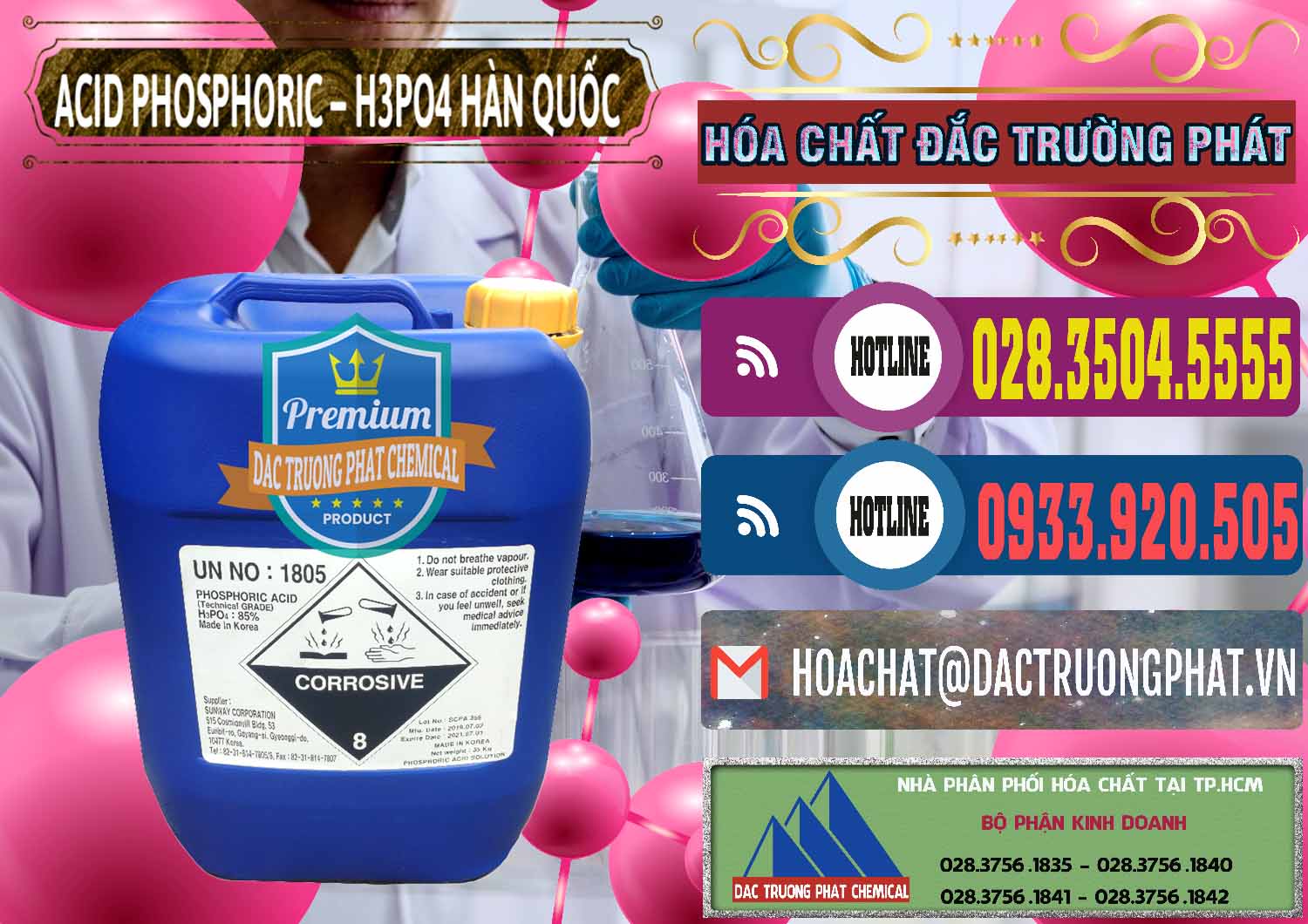 Nơi bán và phân phối Acid Phosphoric – H3PO4 85% Can Xanh Hàn Quốc Korea - 0016 - Đơn vị chuyên kinh doanh và phân phối hóa chất tại TP.HCM - muabanhoachat.com.vn