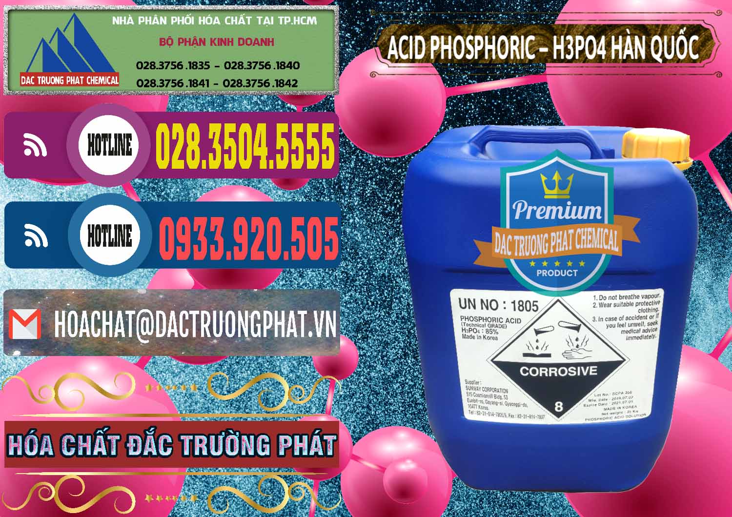 Đơn vị chuyên kinh doanh ( bán ) Acid Phosphoric – H3PO4 85% Can Xanh Hàn Quốc Korea - 0016 - Nơi chuyên bán và phân phối hóa chất tại TP.HCM - muabanhoachat.com.vn