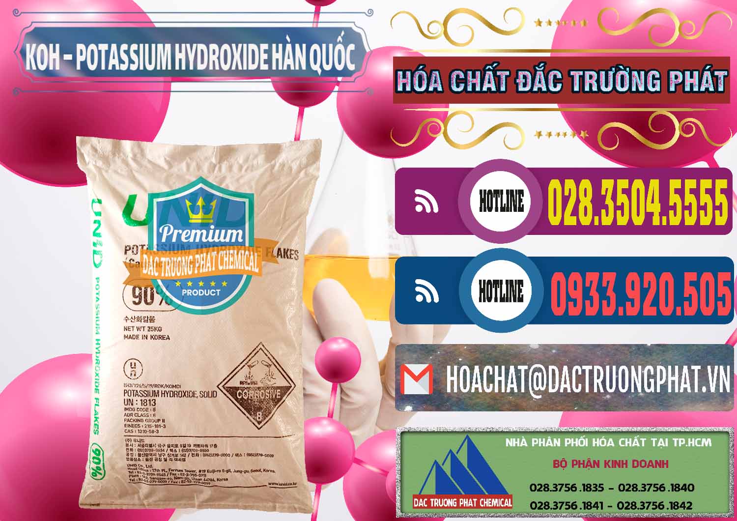 Cty chuyên bán - phân phối KOH ( 90%) – Potassium Hydroxide Unid Hàn Quốc Korea - 0090 - Cty cung cấp _ kinh doanh hóa chất tại TP.HCM - muabanhoachat.com.vn