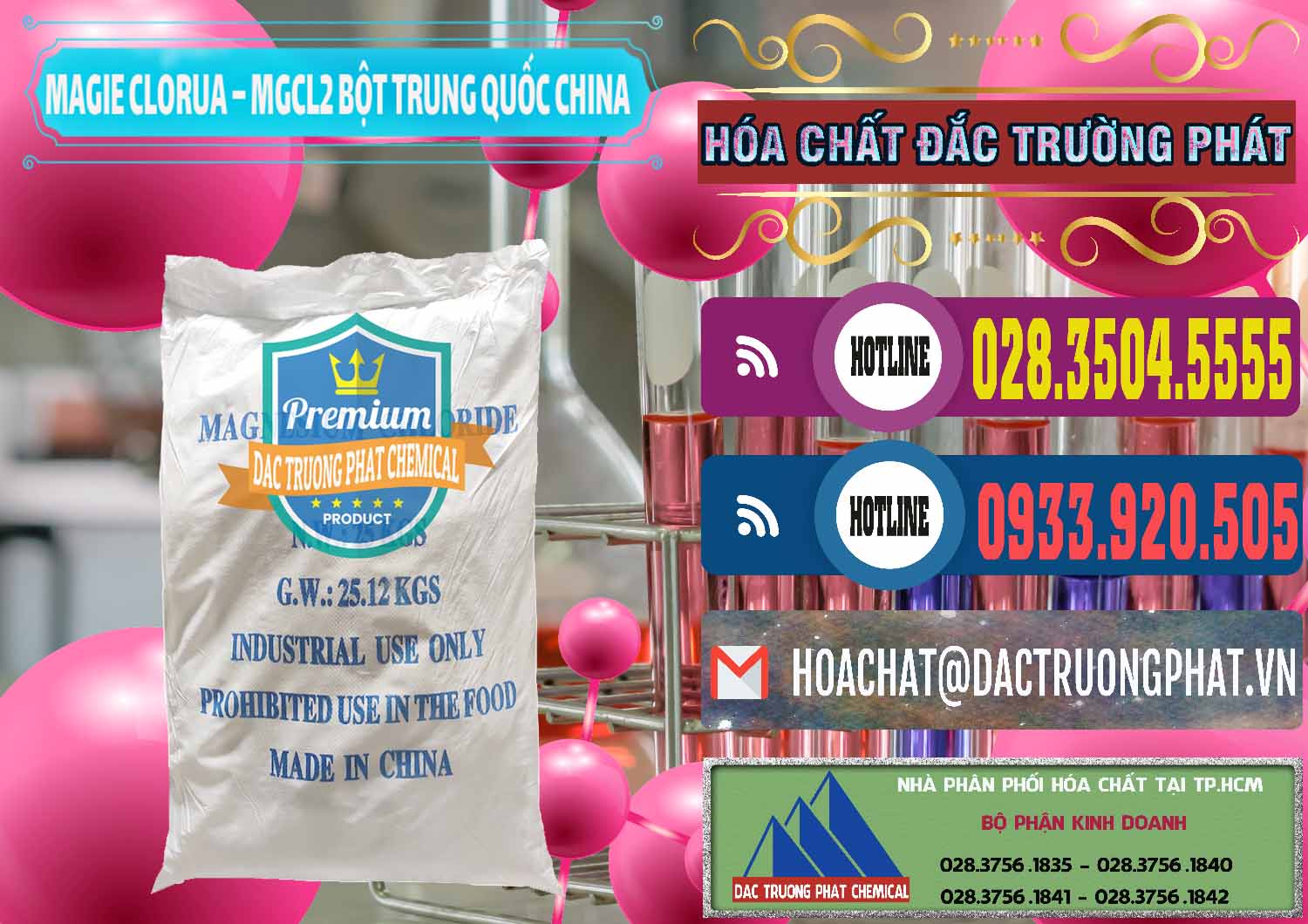 Chuyên bán ( phân phối ) Magie Clorua – MGCL2 96% Dạng Bột Bao Chữ Xanh Trung Quốc China - 0207 - Nơi chuyên bán ( cung cấp ) hóa chất tại TP.HCM - muabanhoachat.com.vn