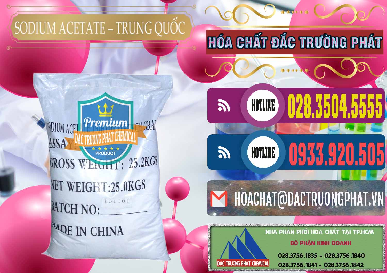 Cty chuyên nhập khẩu ( bán ) Sodium Acetate - Natri Acetate Trung Quốc China - 0134 - Đơn vị bán ( cung cấp ) hóa chất tại TP.HCM - muabanhoachat.com.vn