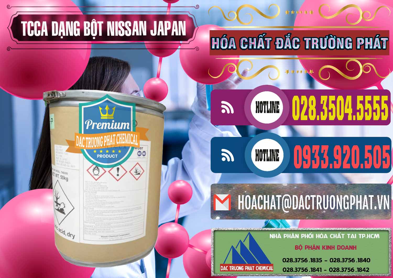Chuyên bán ( cung cấp ) TCCA - Acid Trichloroisocyanuric 90% Dạng Bột Nissan Nhật Bản Japan - 0375 - Nhà cung cấp - phân phối hóa chất tại TP.HCM - muabanhoachat.com.vn