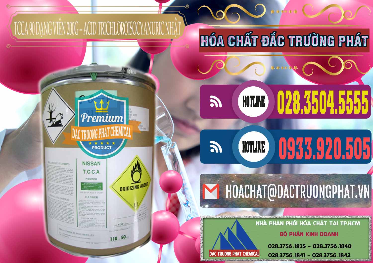 Nơi chuyên bán & cung cấp TCCA - Acid Trichloroisocyanuric 90% Dạng Viên 200G Nissan Nhật Bản Japan - 0163 - Nơi cung ứng - phân phối hóa chất tại TP.HCM - muabanhoachat.com.vn