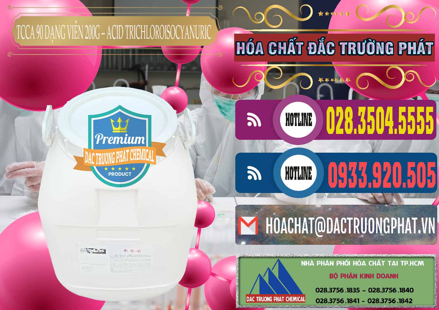Đơn vị chuyên kinh doanh & bán TCCA - Acid Trichloroisocyanuric 90% Dạng Viên 200G Trung Quốc China - 0162 - Nơi cung cấp & bán hóa chất tại TP.HCM - muabanhoachat.com.vn