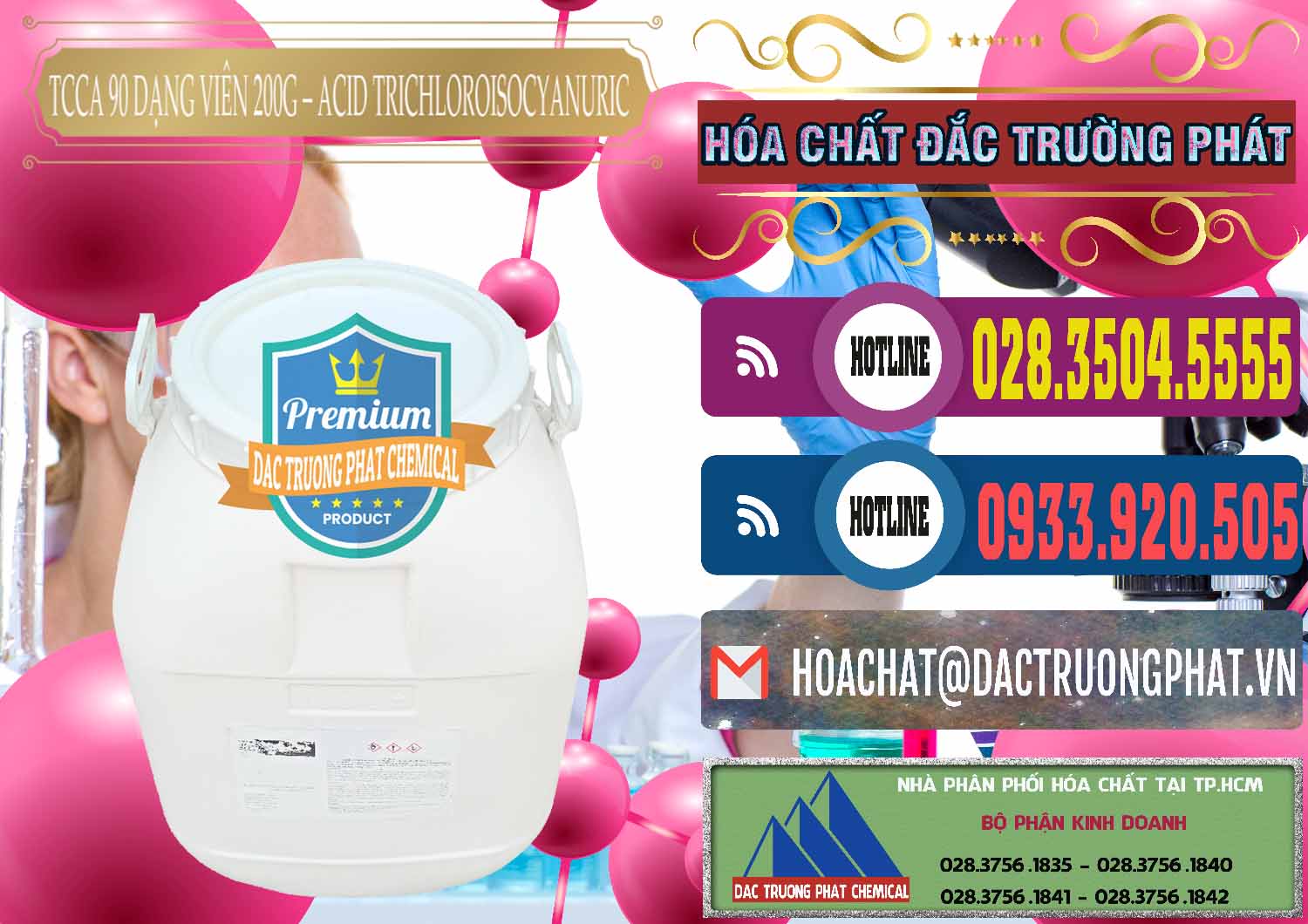 Công ty phân phối & bán TCCA - Acid Trichloroisocyanuric 90% Dạng Viên 200G Trung Quốc China - 0162 - Nơi chuyên kinh doanh ( cung cấp ) hóa chất tại TP.HCM - muabanhoachat.com.vn