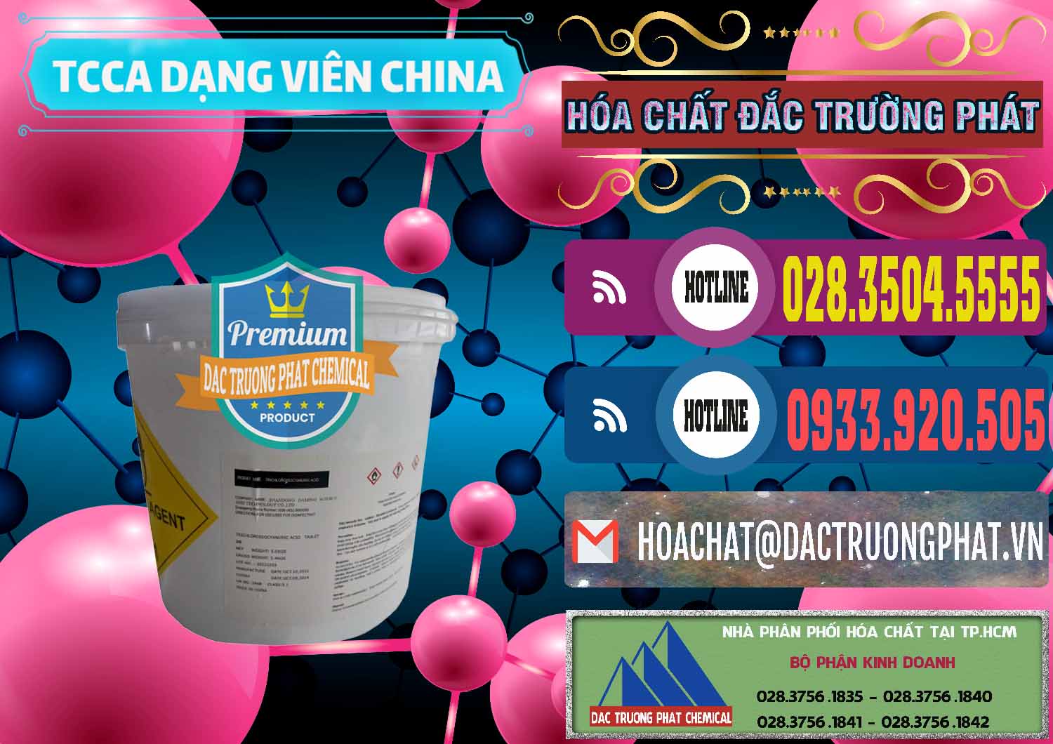 Công ty chuyên phân phối ( bán ) TCCA - Acid Trichloroisocyanuric Dạng Viên Thùng 5kg Trung Quốc China - 0379 - Chuyên phân phối & cung cấp hóa chất tại TP.HCM - muabanhoachat.com.vn