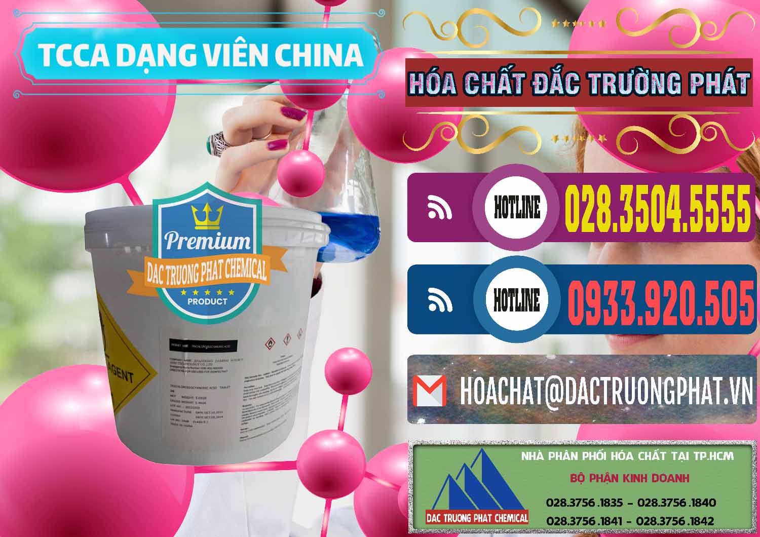 Đơn vị chuyên phân phối và bán TCCA - Acid Trichloroisocyanuric Dạng Viên Thùng 5kg Trung Quốc China - 0379 - Cty phân phối & bán hóa chất tại TP.HCM - muabanhoachat.com.vn