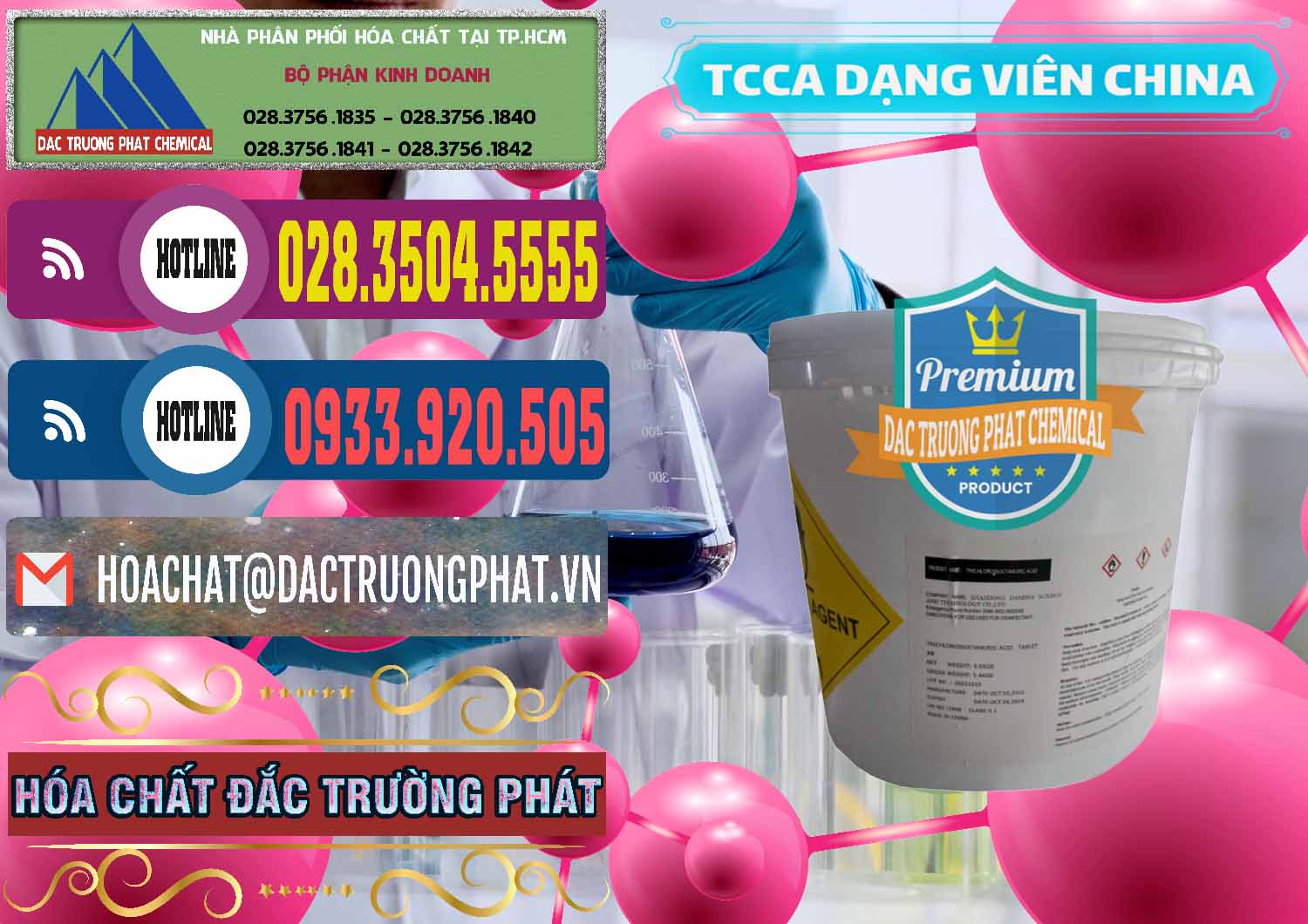 Nhà nhập khẩu - bán TCCA - Acid Trichloroisocyanuric Dạng Viên Thùng 5kg Trung Quốc China - 0379 - Chuyên phân phối ( kinh doanh ) hóa chất tại TP.HCM - muabanhoachat.com.vn